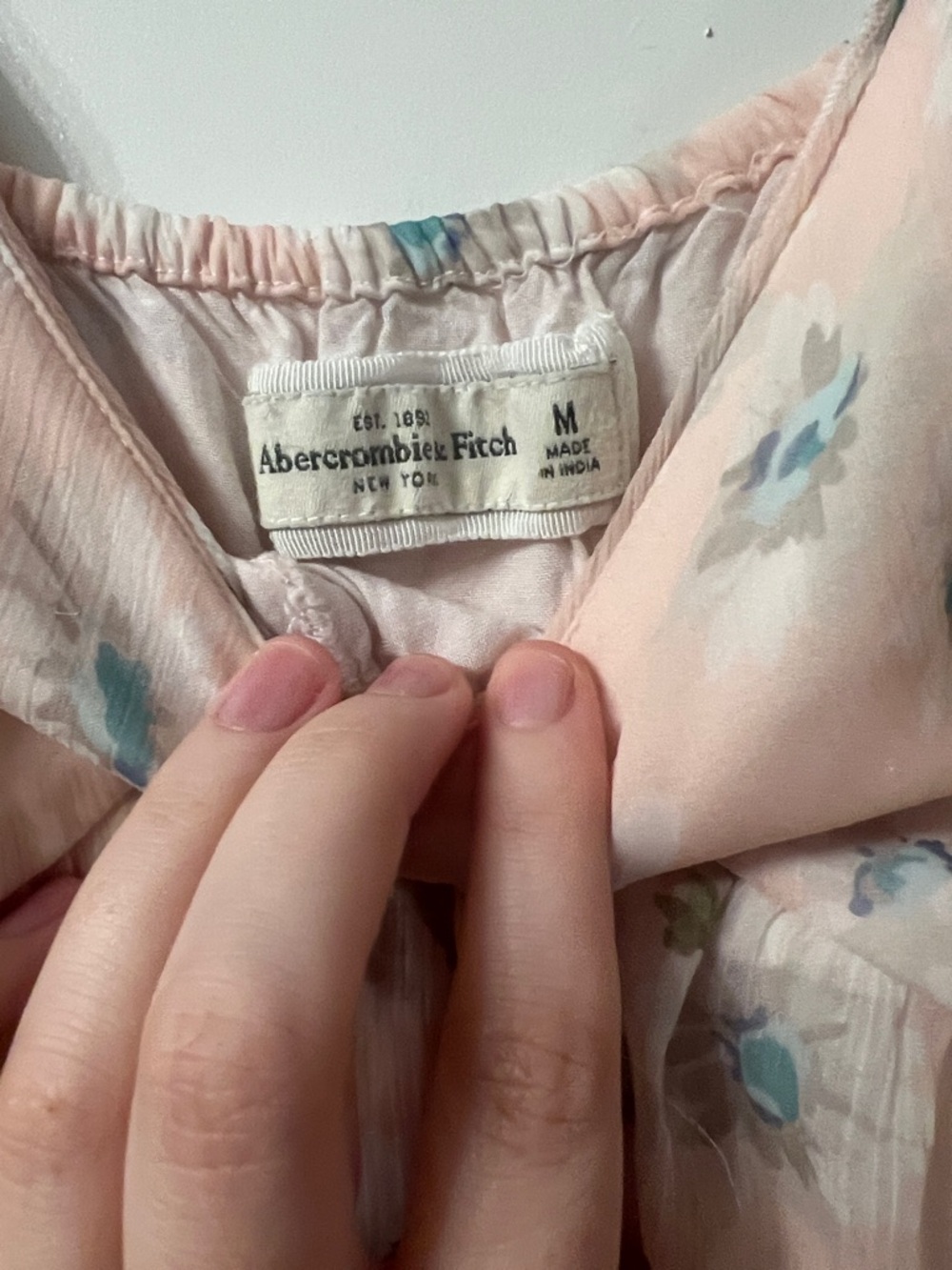 Abercrombie & Fitch Peach Floral Slip Dress with Blue Accents - Picture 2 of 2
